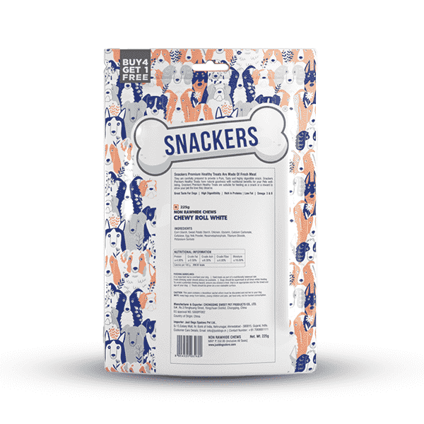 Snackers Non Rawhide Chews Chewy Roll White - 225g