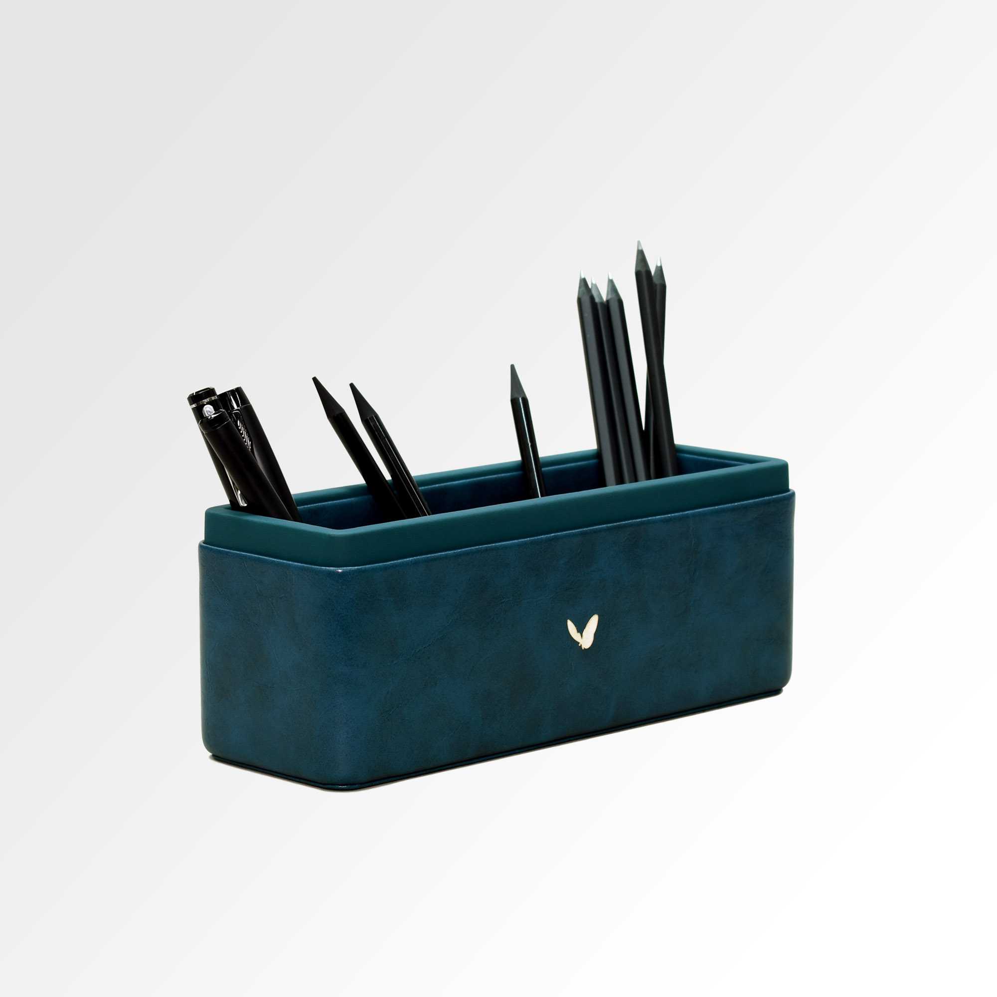 Pen/Pencil Holder | Faux Leather | Rectangular Large | Moderno | Blue