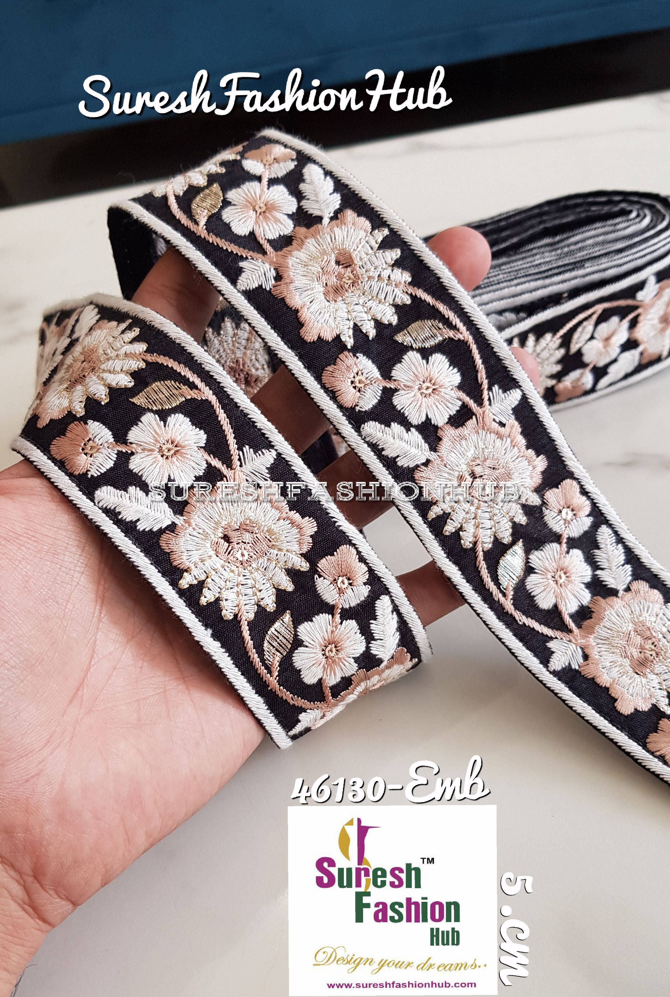Threaded  Stardust Embroidered Design Trim