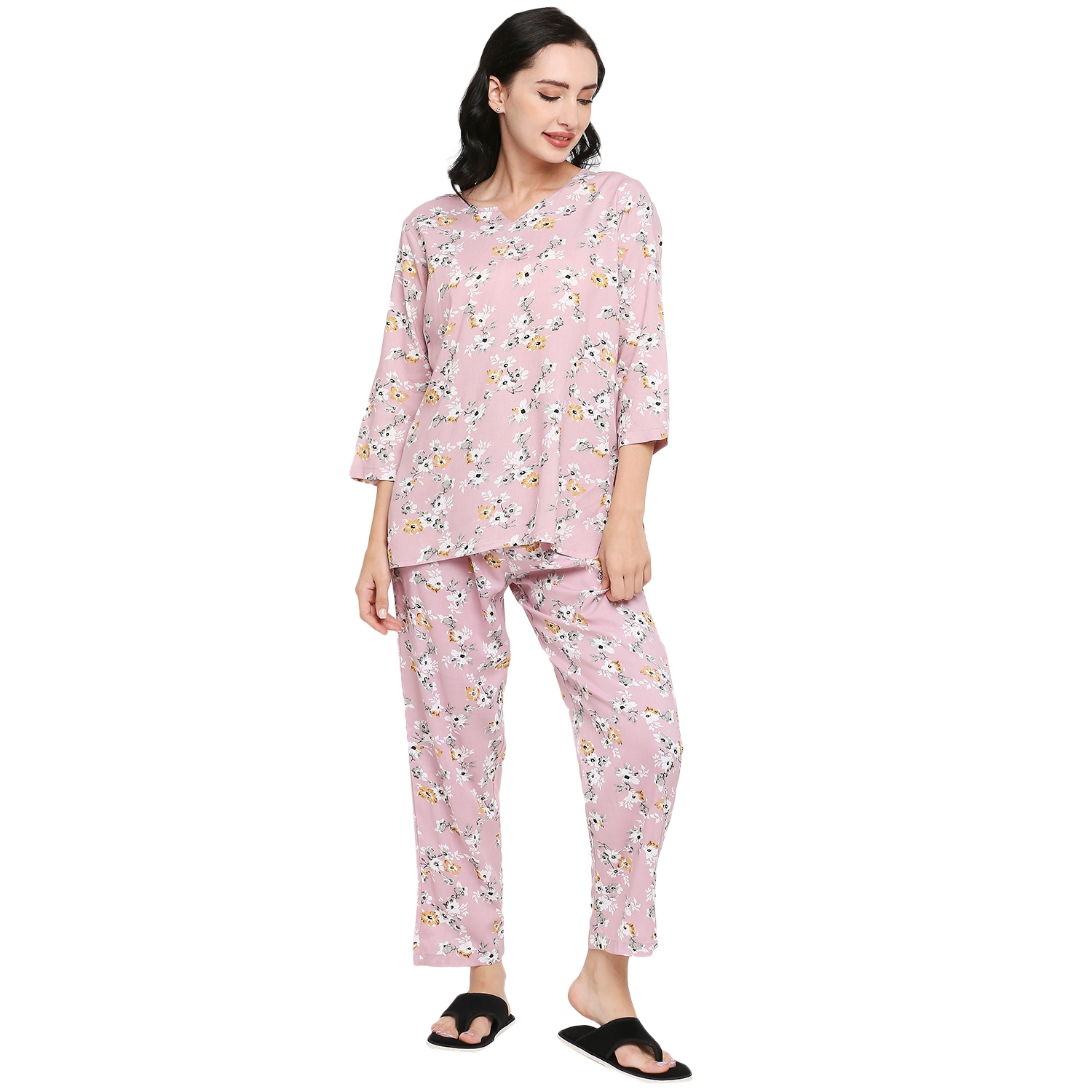 Summer Linen Suit Loose Blouse With Harem Pants Q1193 | Cotton night dress,  Smart casual dress, Night dress for women
