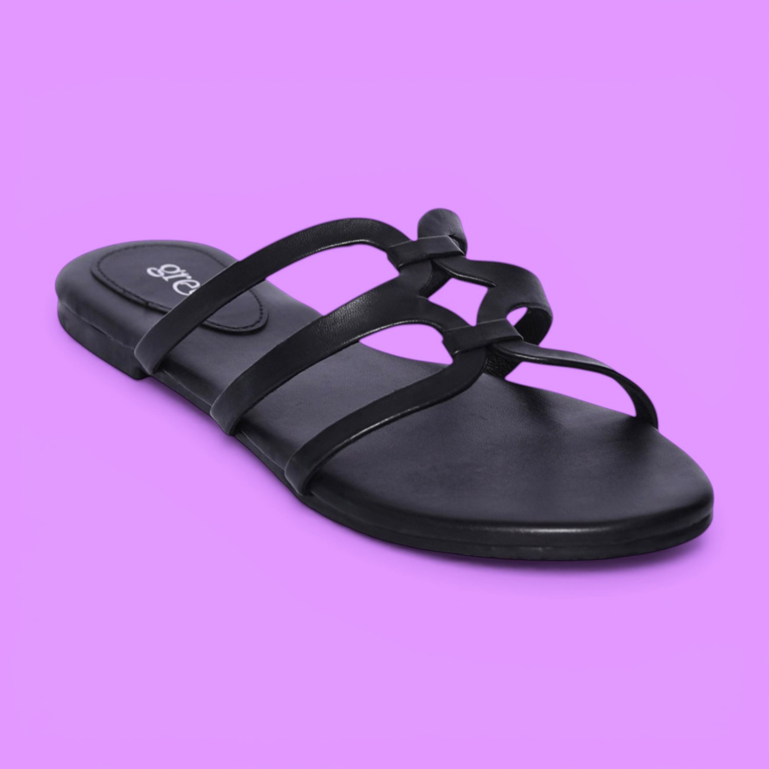 greta | Women Black Lumière Loop Sandals|0