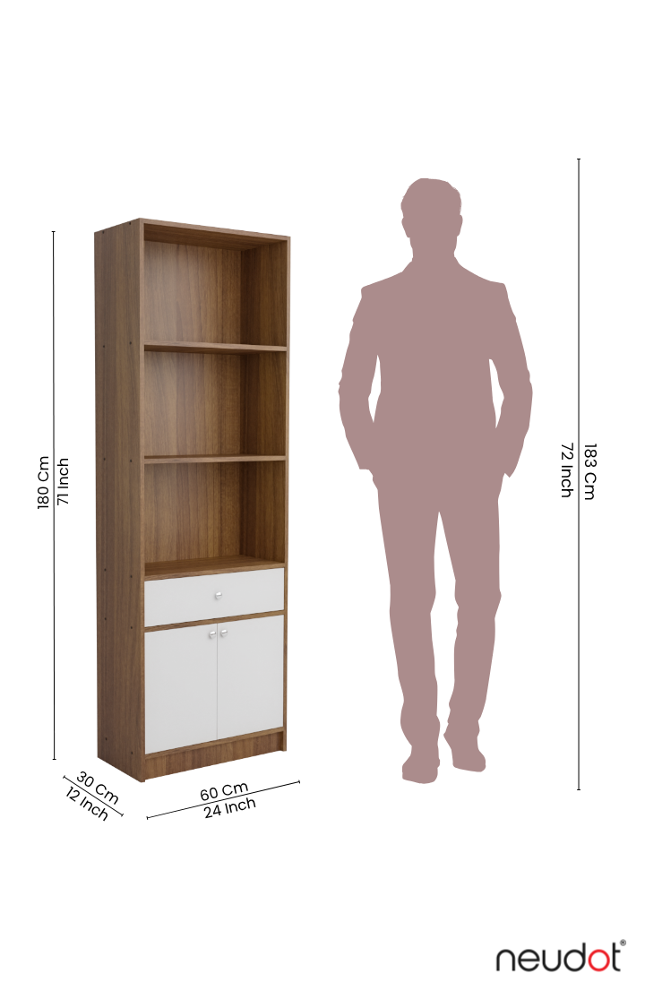 Hugo Bookshelf/Display Unit (With drawer) - Leon Teak & White