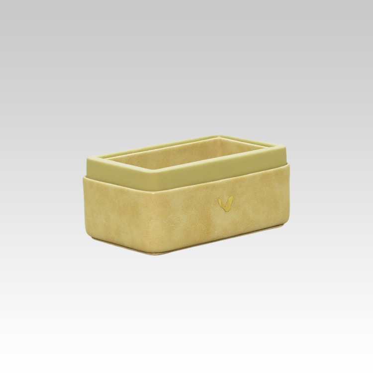 Visiting Card Holder for Desk | Faux Leather | Rectangular | Moderno | Cream