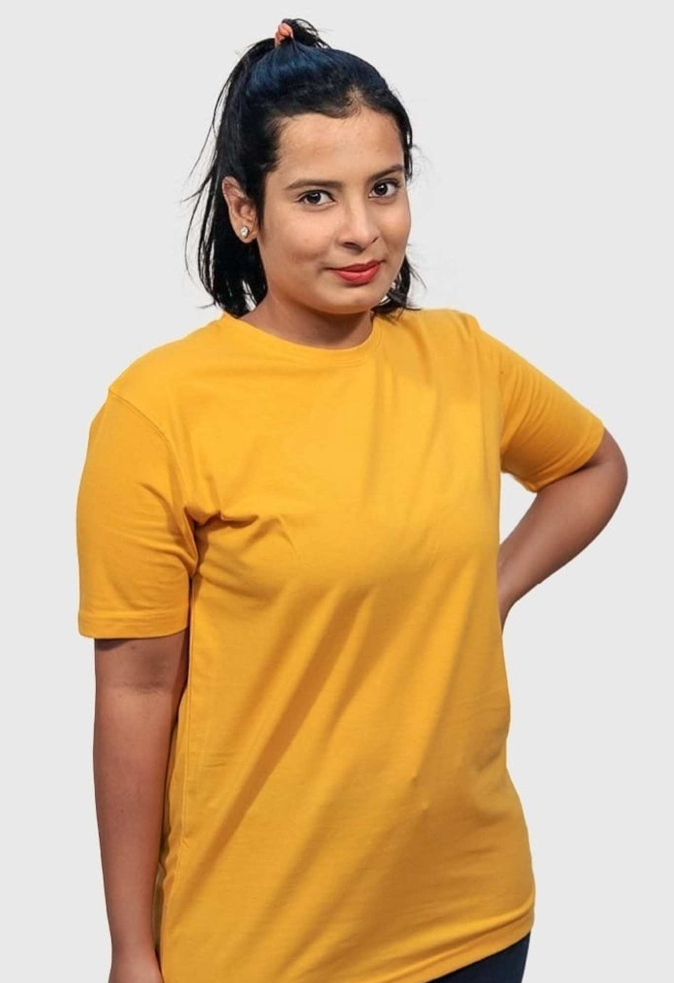 Mustard Round Neck T Shirt