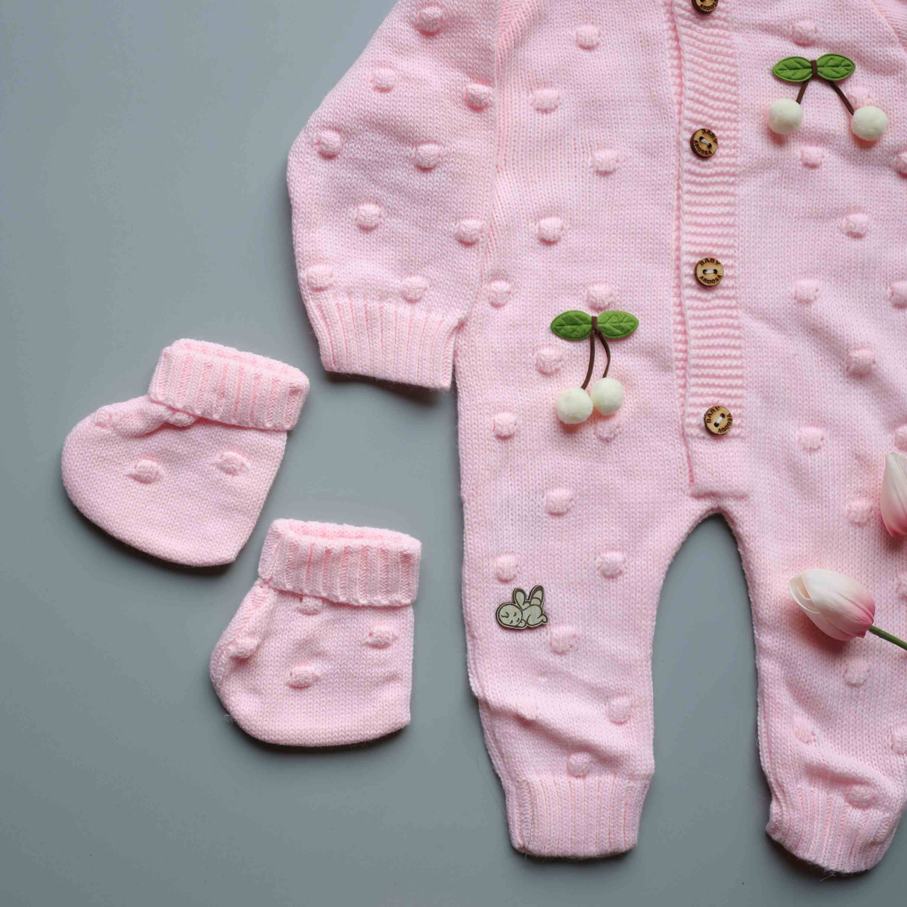 Blush Cherry Knitted Winter Jumpsuit