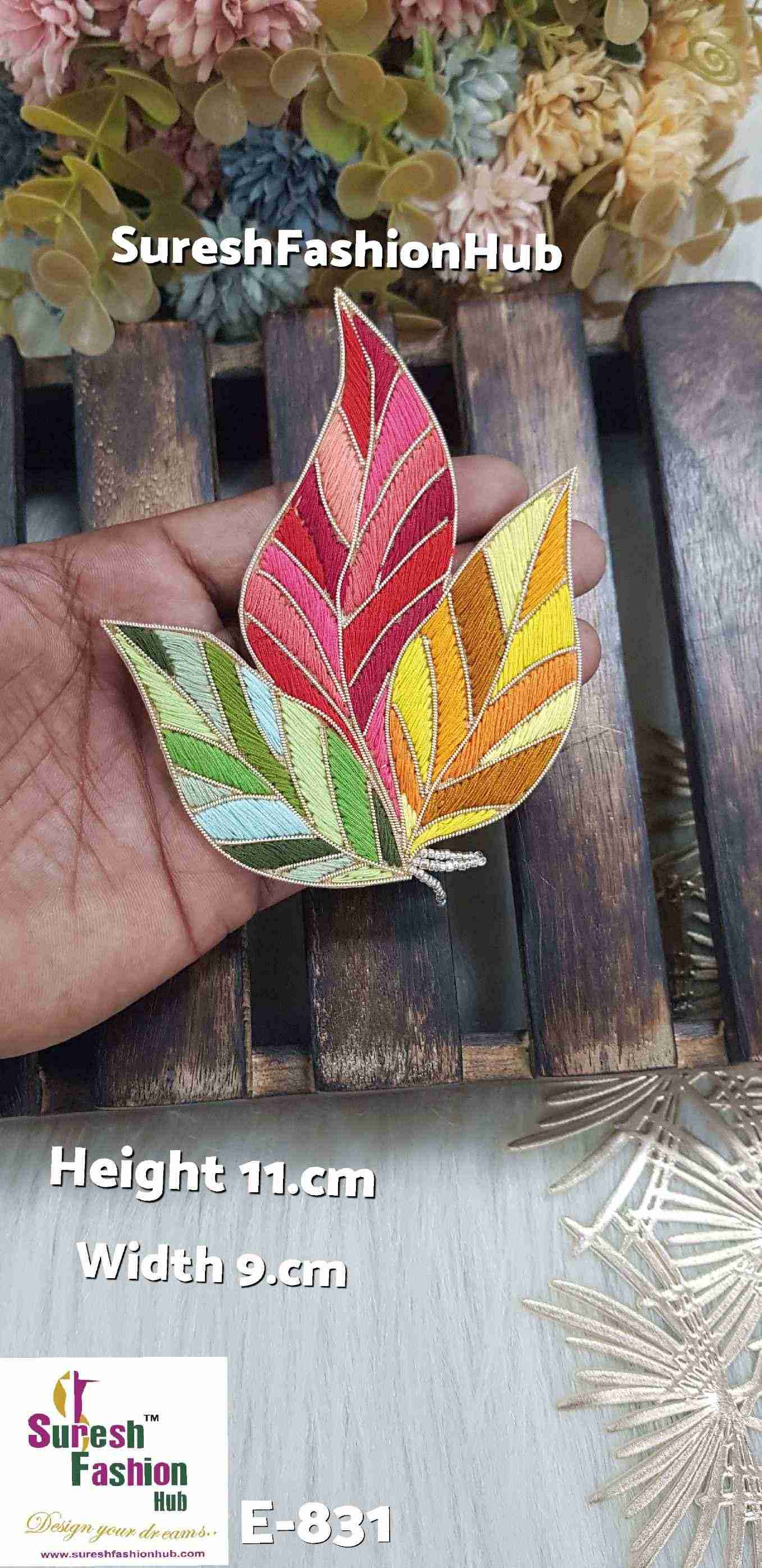 Colorful Embroidered Leaf Patch