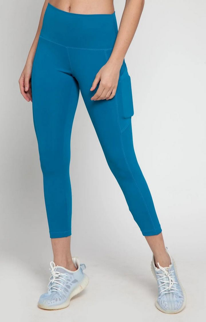 Buy Jockey Jockey Woman's Teal Blue Solid Yoga Pants at Redfynd