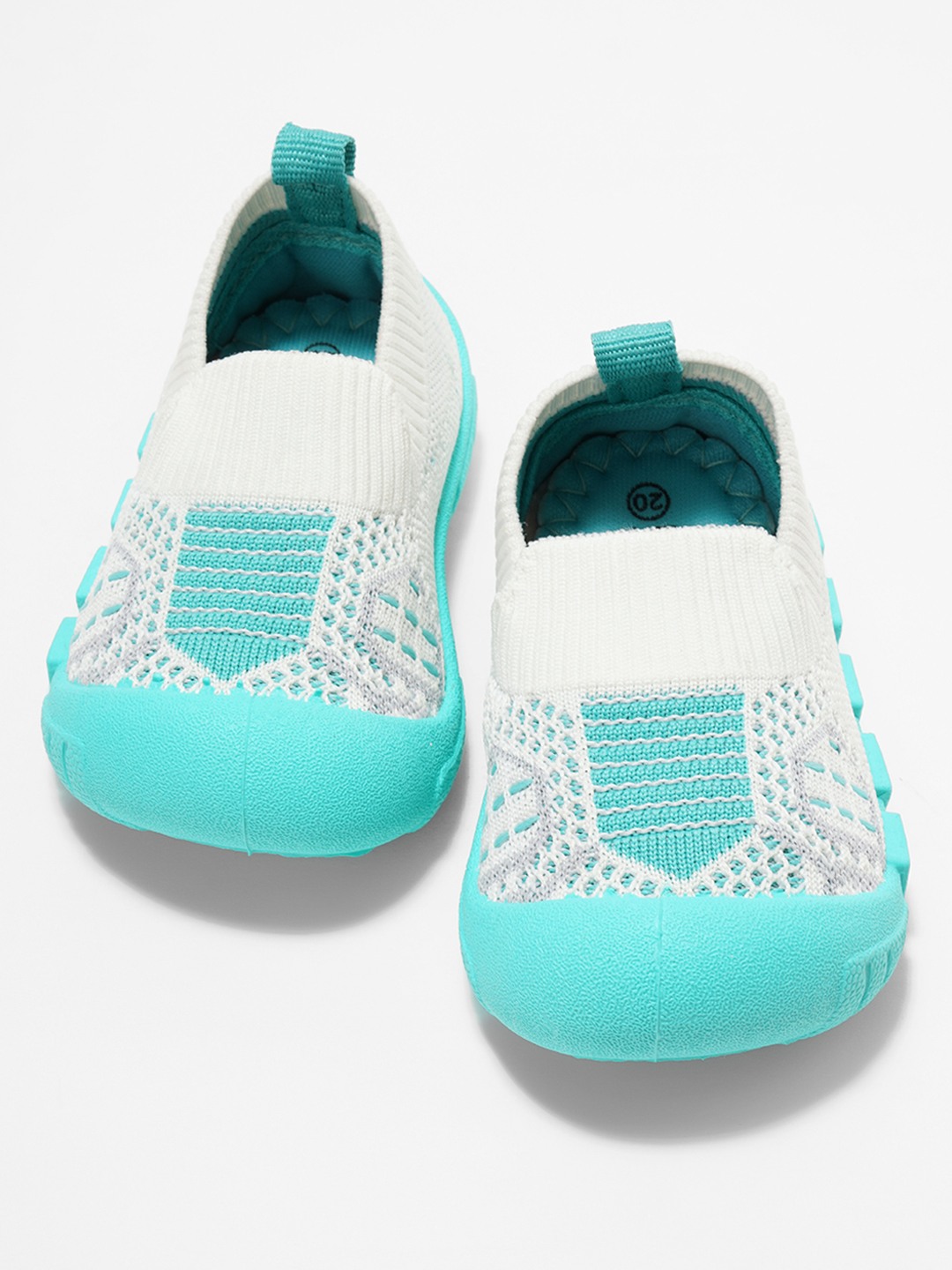 Aqua Patterned Slip-on Knit Shoes