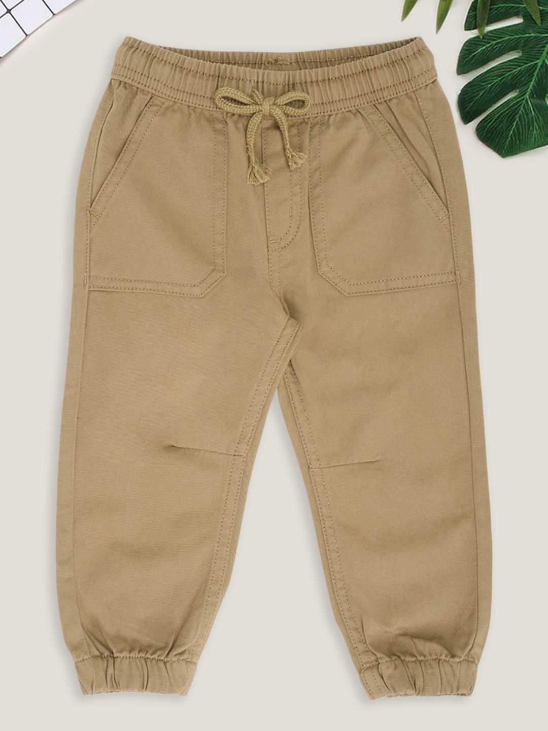 Khaki Solid Utility Joggers