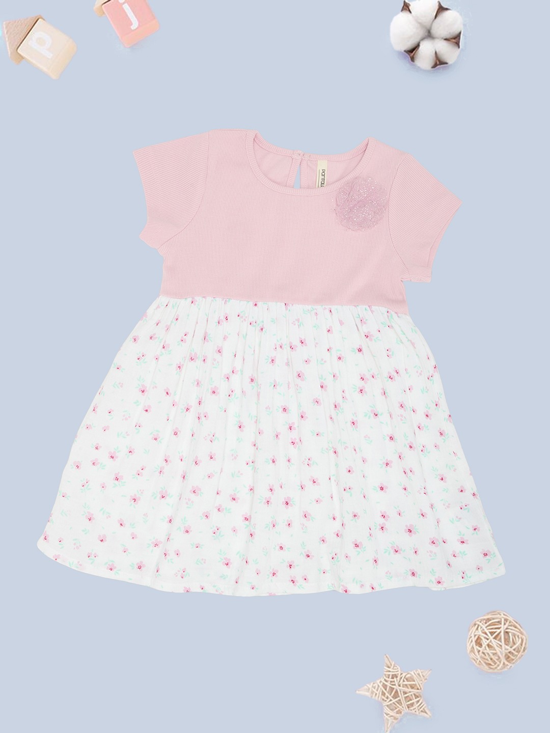 Pink Floral Print Fit & Flare Dress