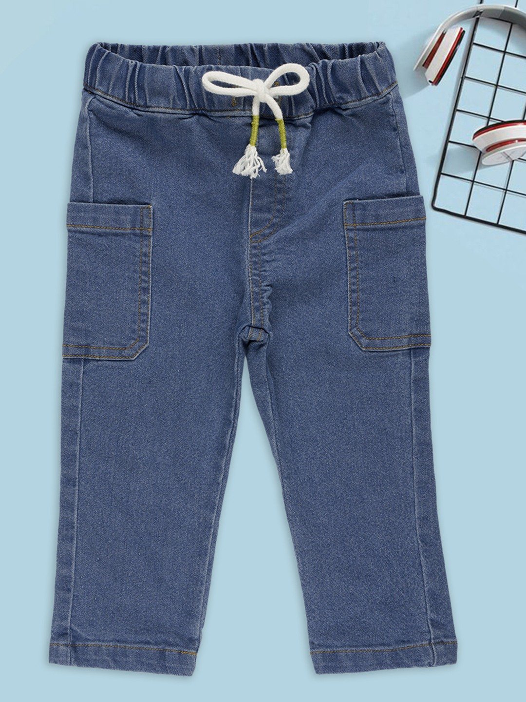 Blue Denim Drawstring Pants