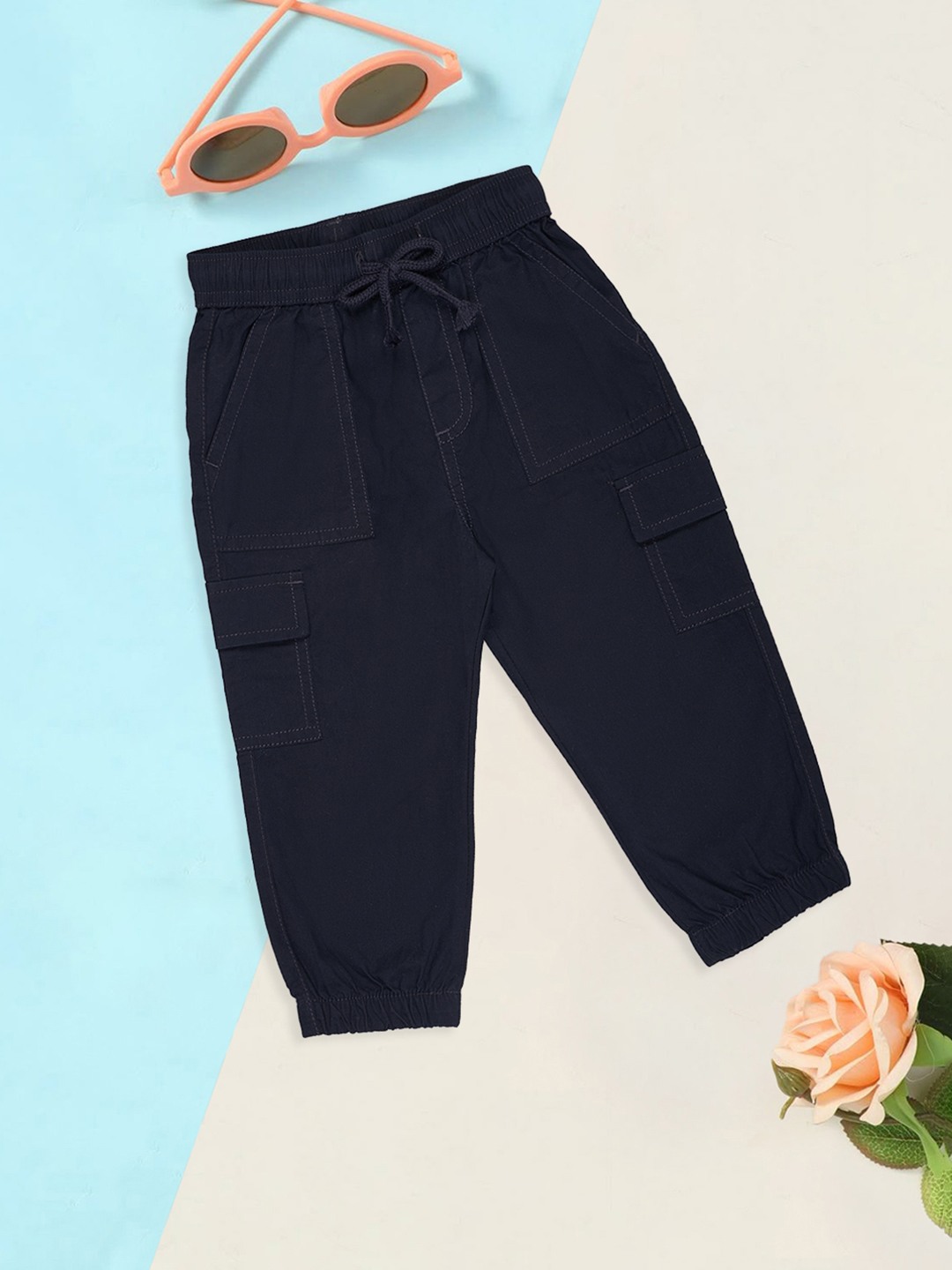 Navy Solid Utility Pocket Joggers