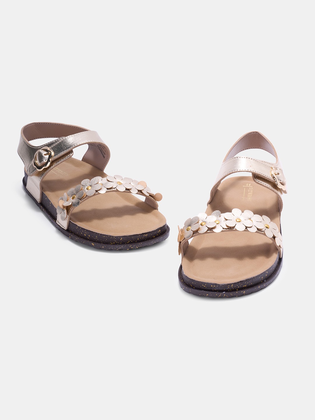 Gold Floral Appliqué Sandals