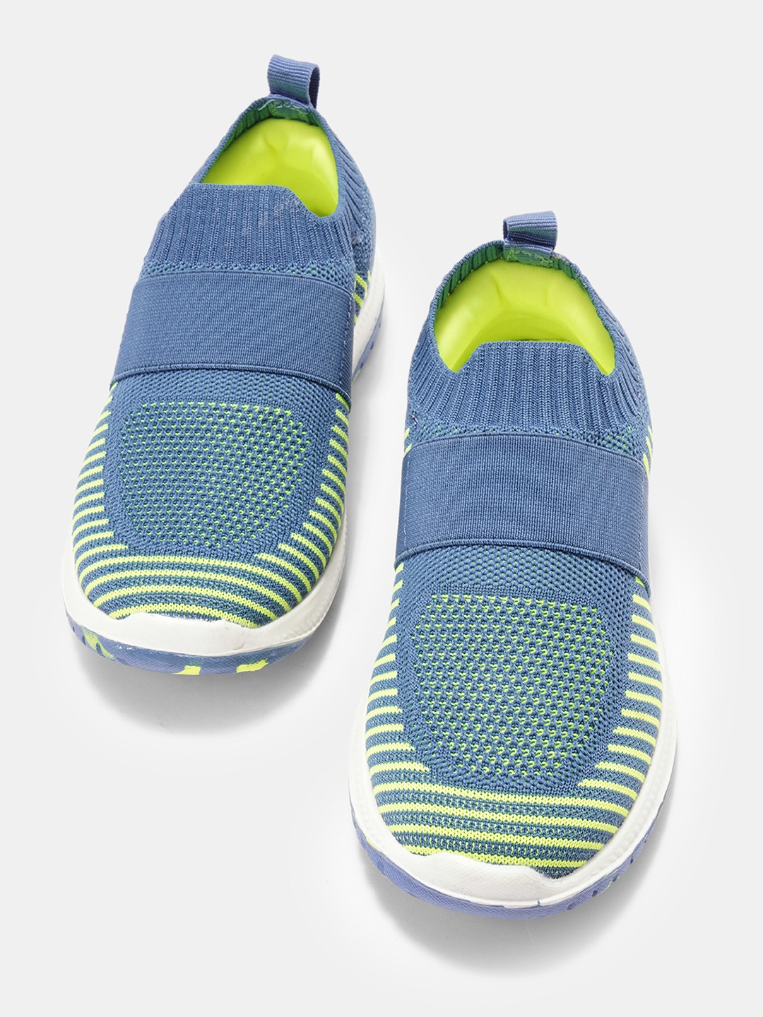 Blue Two Tone Knit Slip-on Sports Shoes