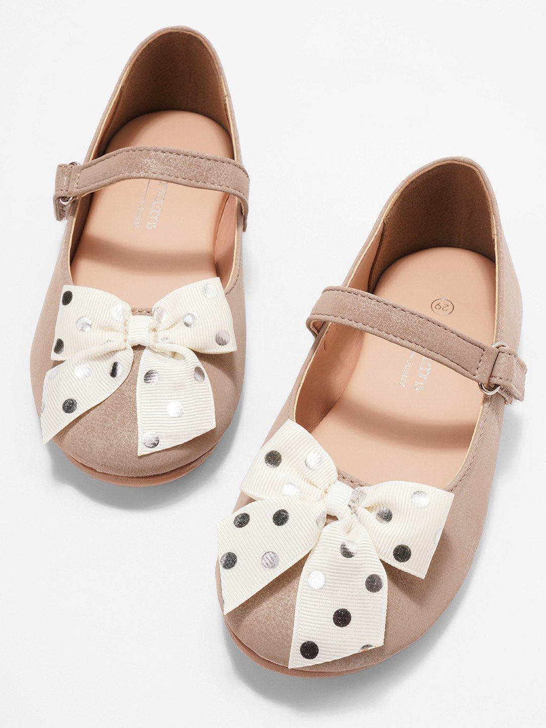 Taupe Bow Detail Solid Ballerinas