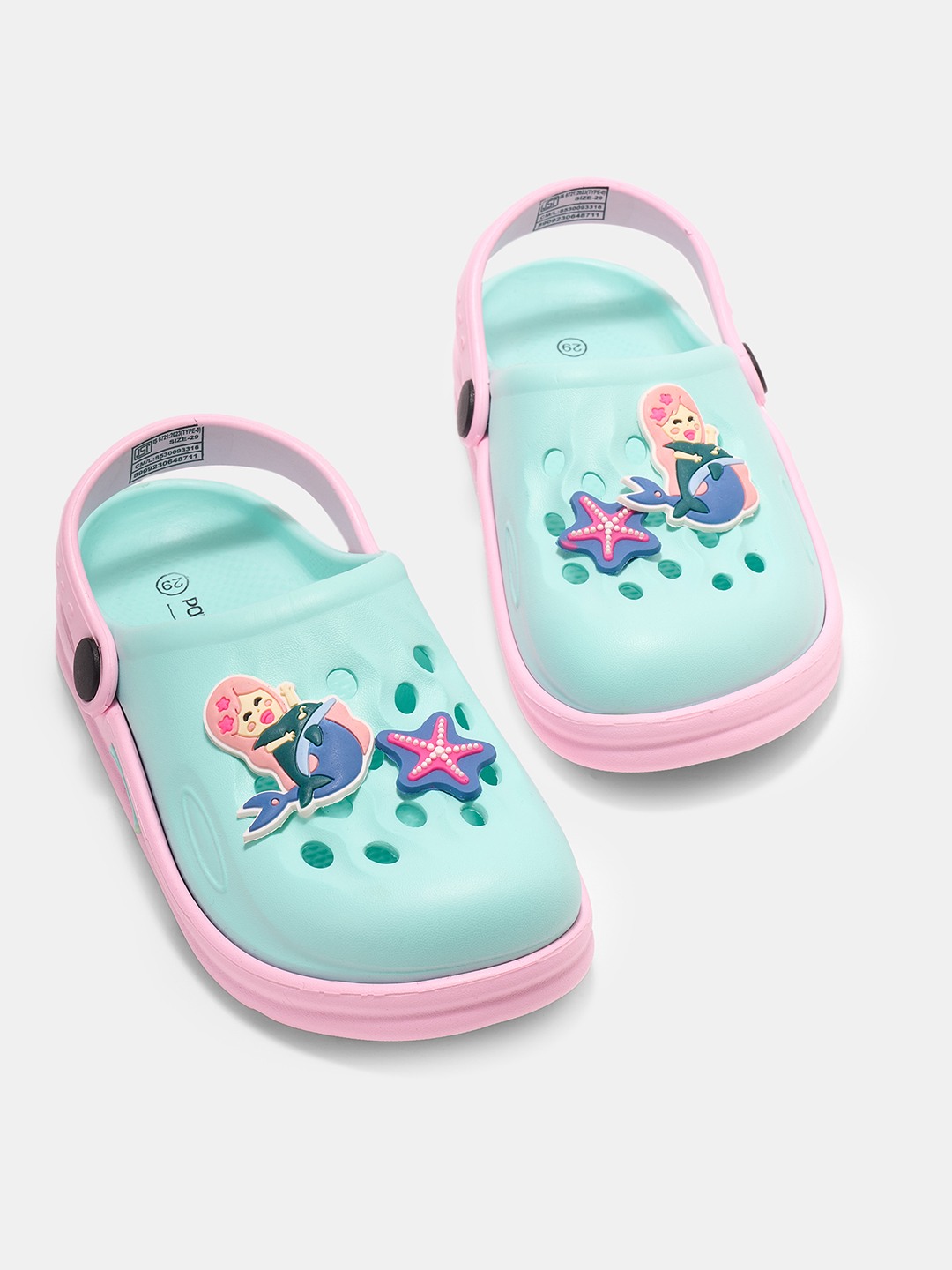 Turquoise Dual-Toned Clogs with Aquatic Charms