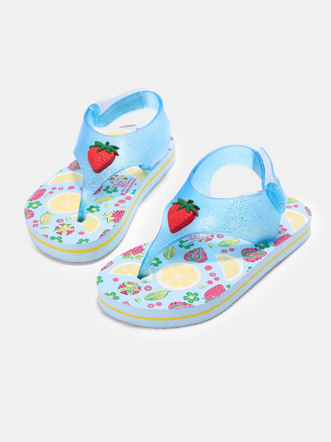 Blue Glitter Fruit-Print Sandals