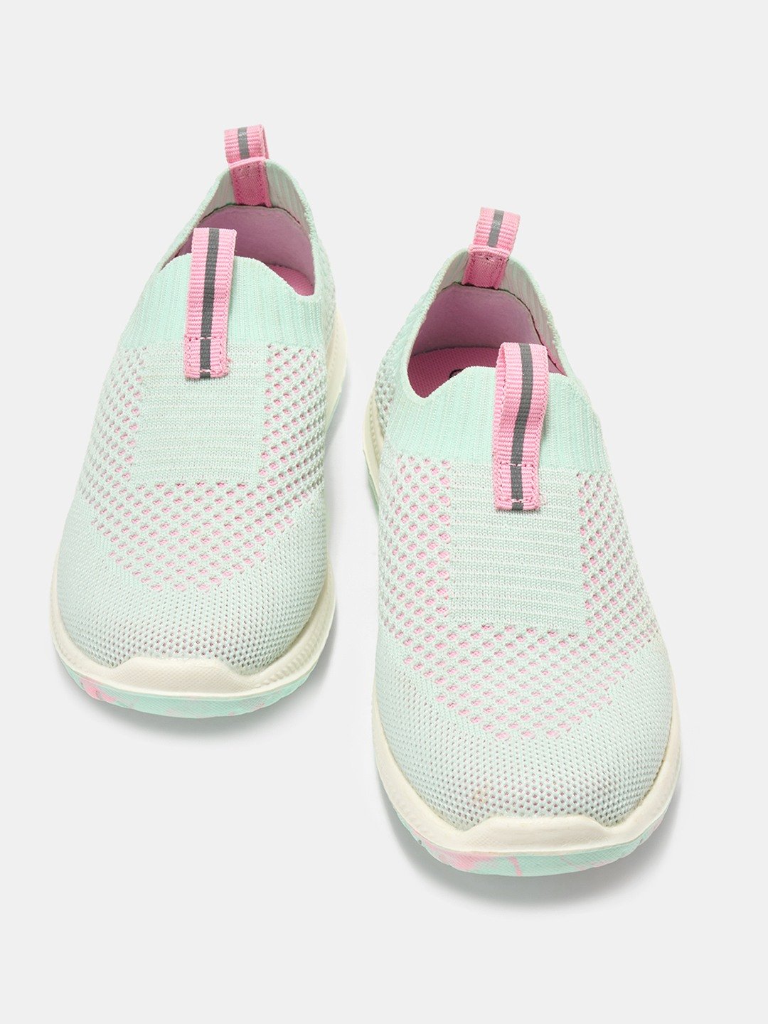 Mint Patterned Slip-on Knit Sports Shoes
