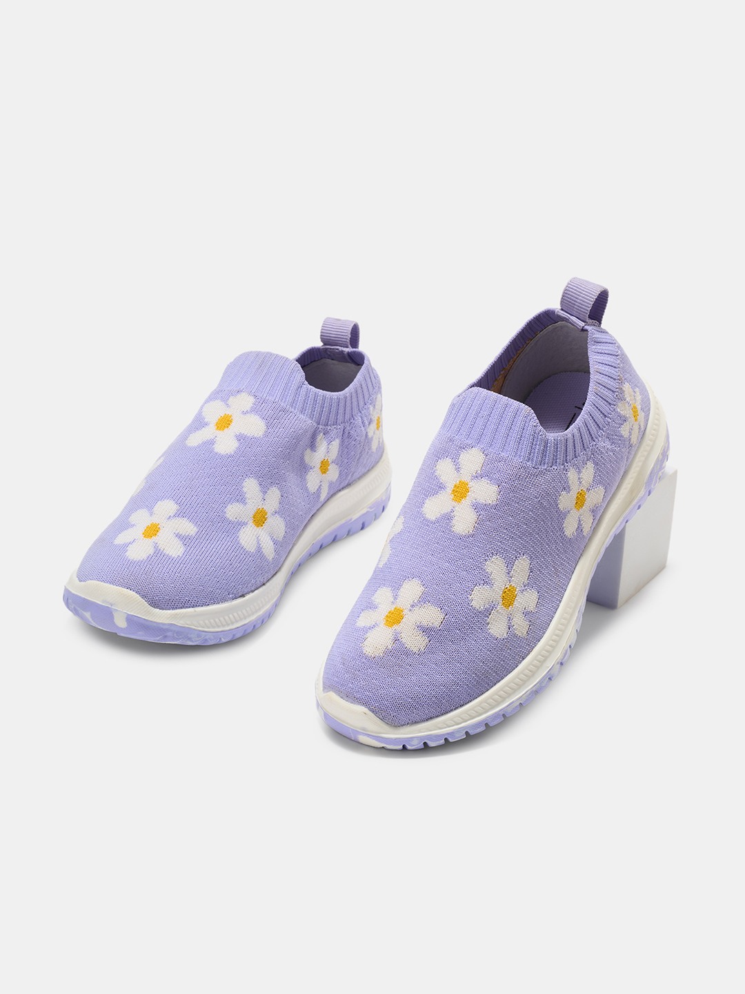 Lilac Daisy Knit Slip-On Shoes with Marbled Outsole