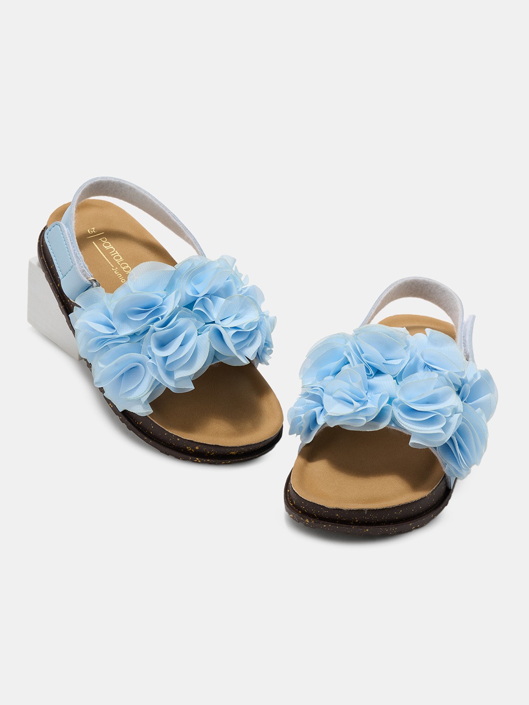 Blue Floral Appliqué Sandals