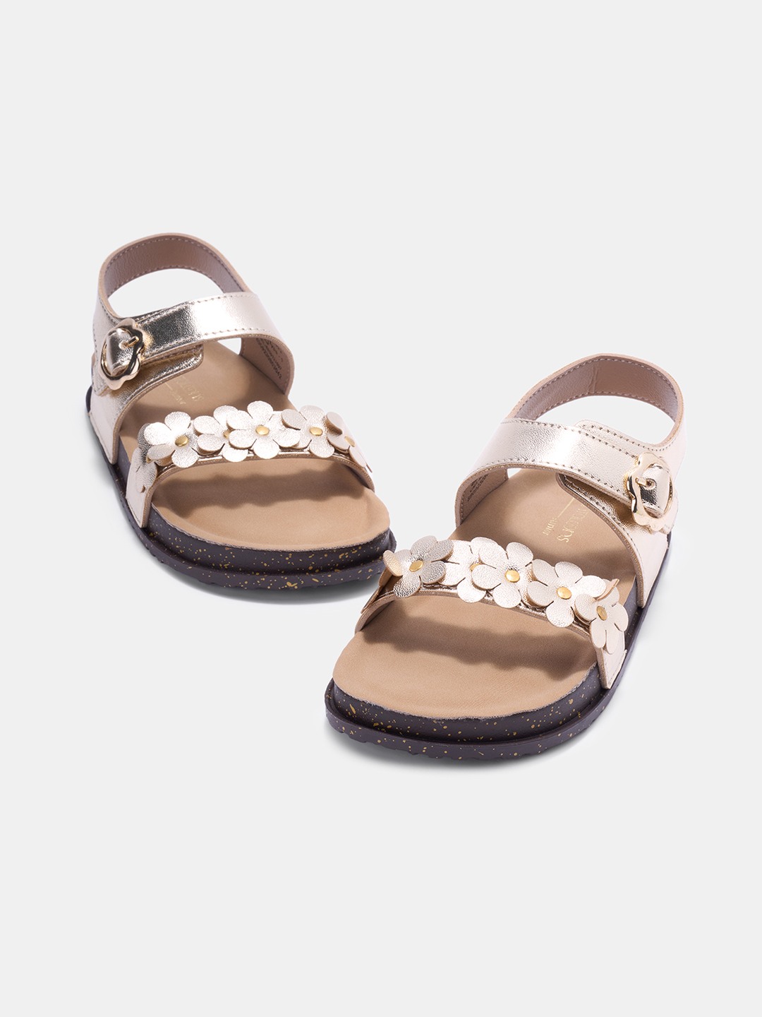 Gold Floral Appliqué Sandals