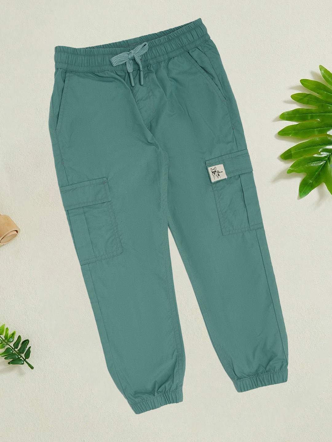 Green Solid Cargo Joggers