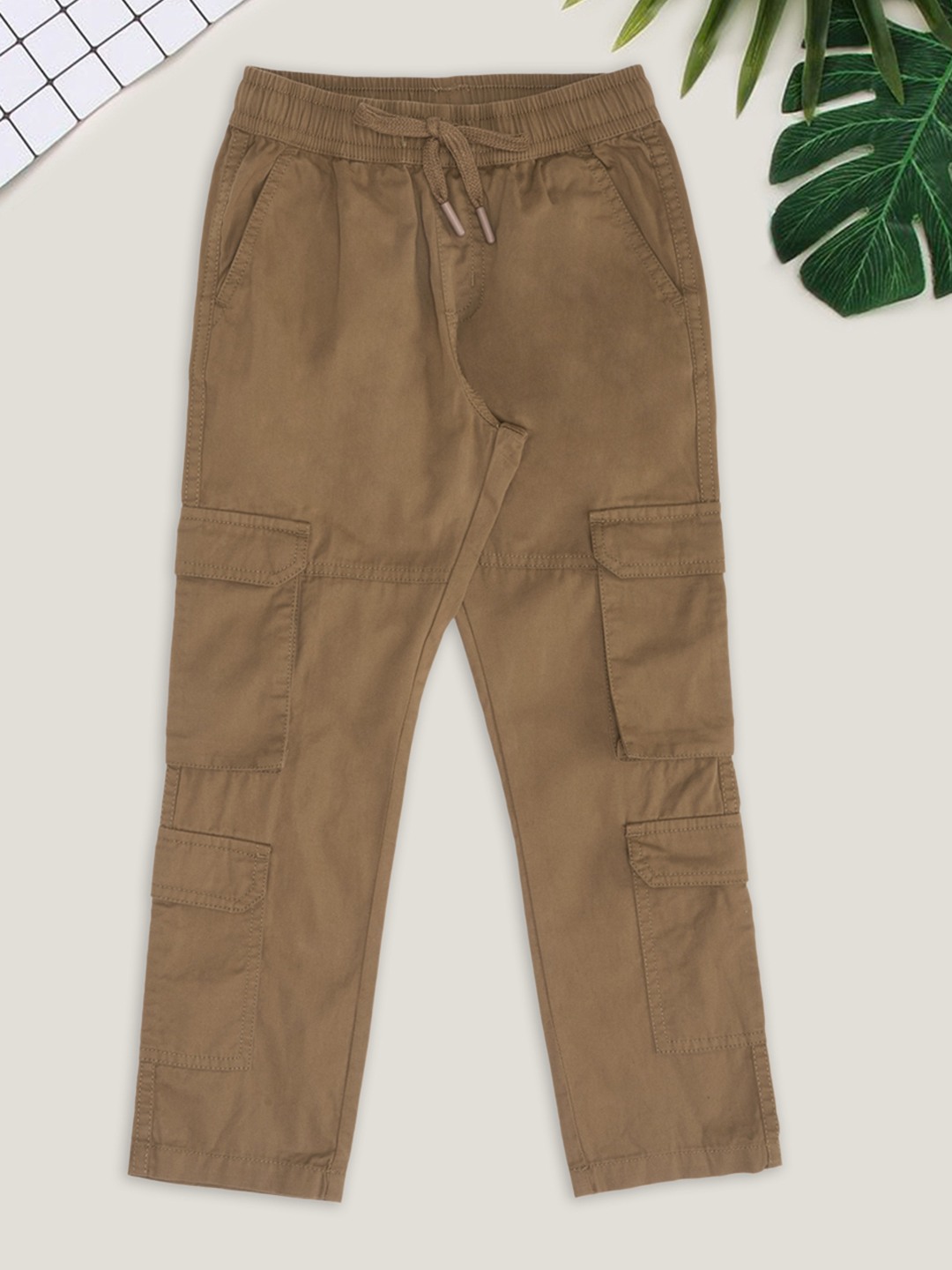 Brown Drawstring Cargo Pants