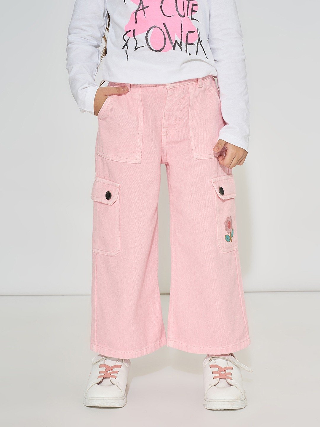 Pink Coloured Cargo Jeans