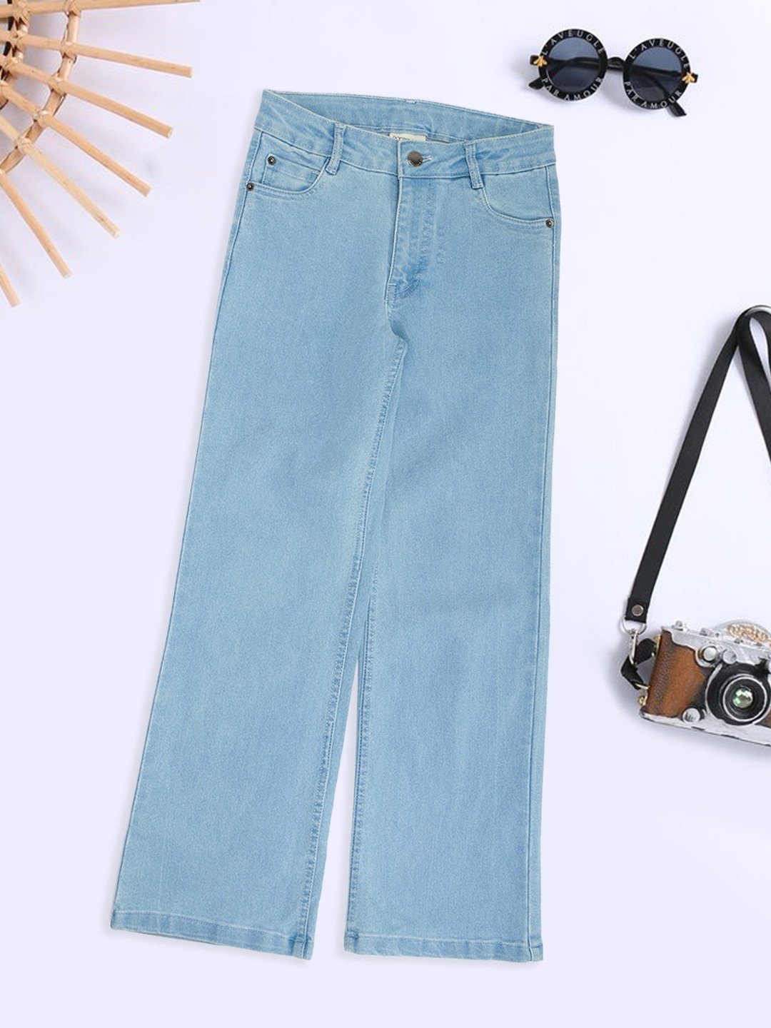 Light Blue Washed Straight Fit Jeans