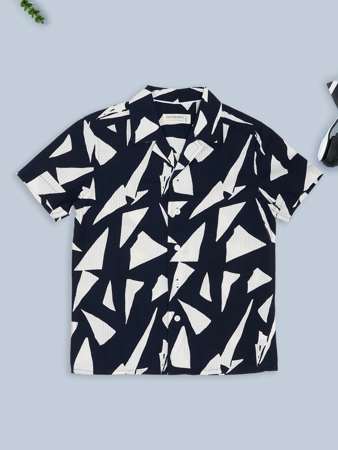 Navy Abstract Print Resort Shirt