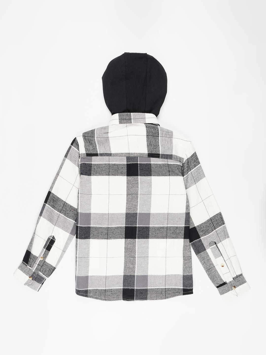 White Flannel Shirt with Detachable Hood