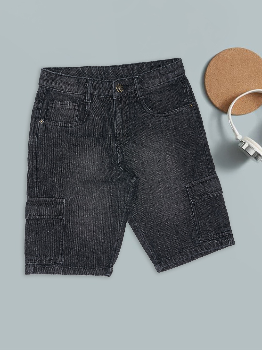 Charcoal Faded Denim Shorts