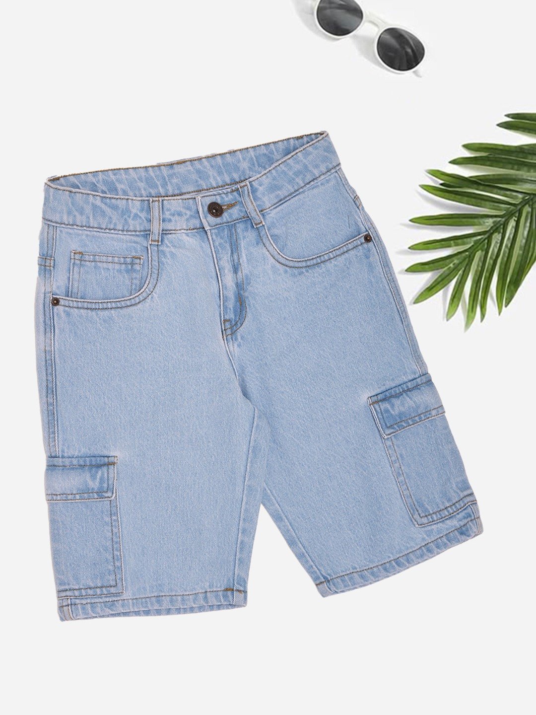 Light Blue Cargo Denim Shorts