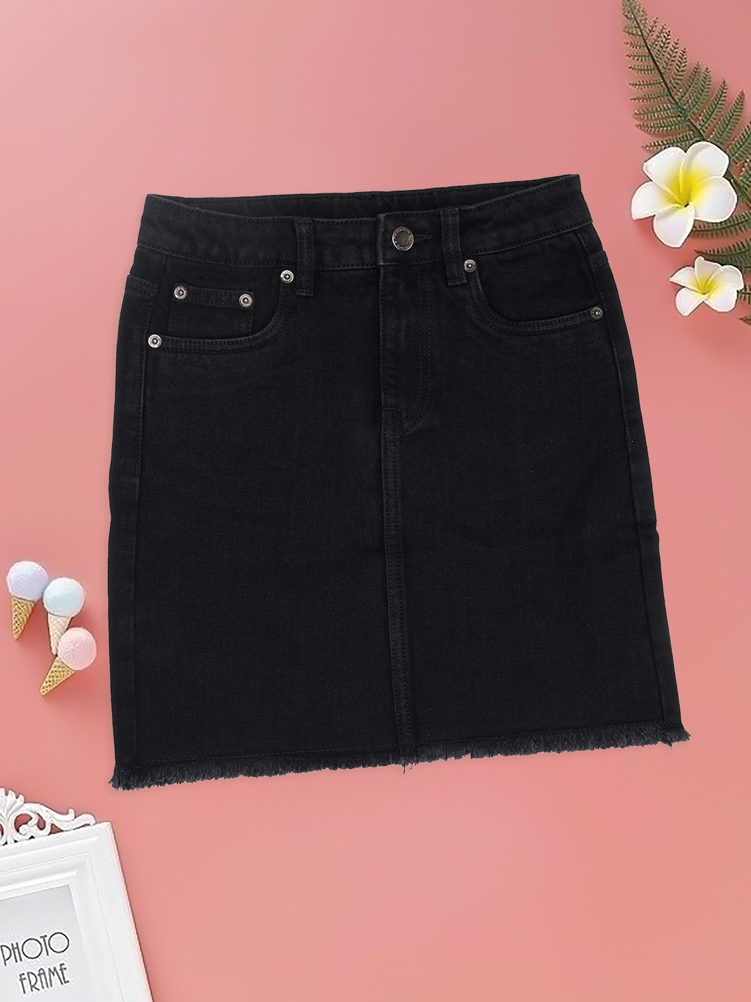 Black Denim Pencil Skirt