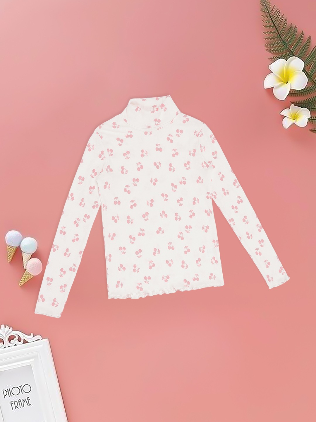 Off-White Cherry Print Turtleneck Sweatshirt