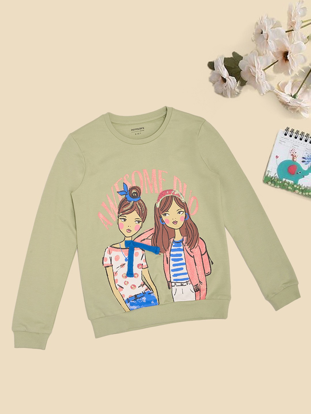 Green Graphic Print Sweatshirt