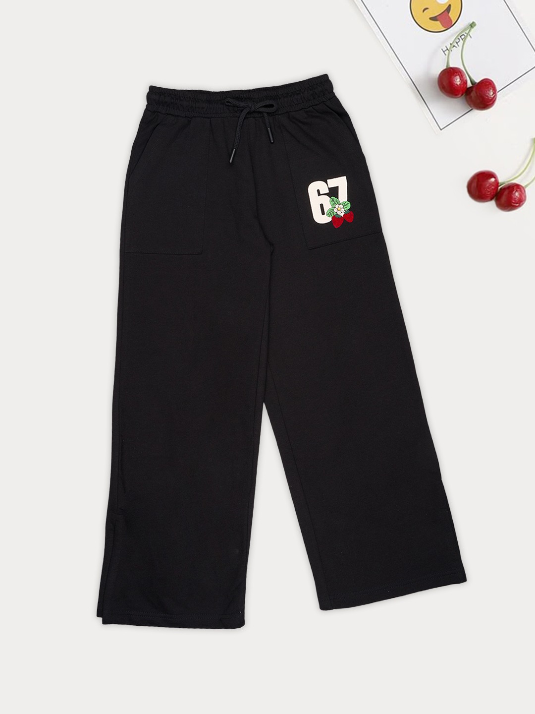 Black Graphic Track Pants