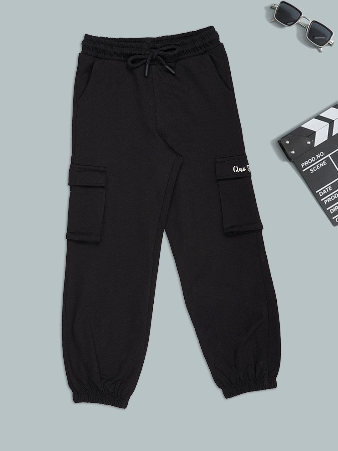Black Graphic Cargo Joggers