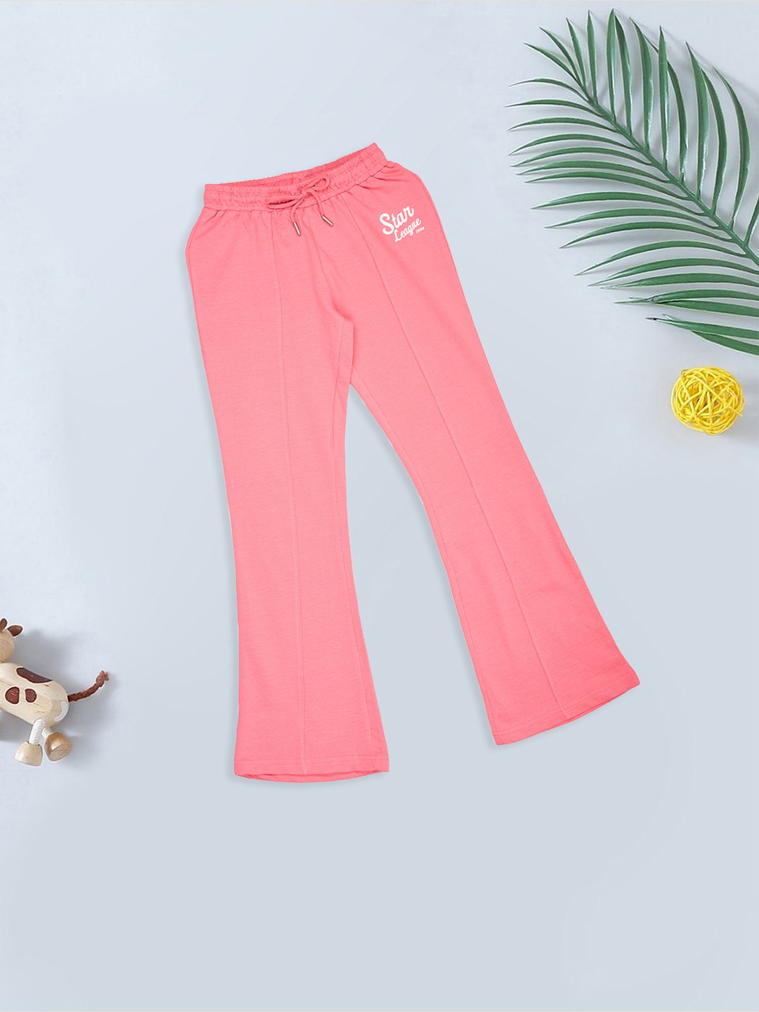 Pink Graphic Bell Bottom Track Pants