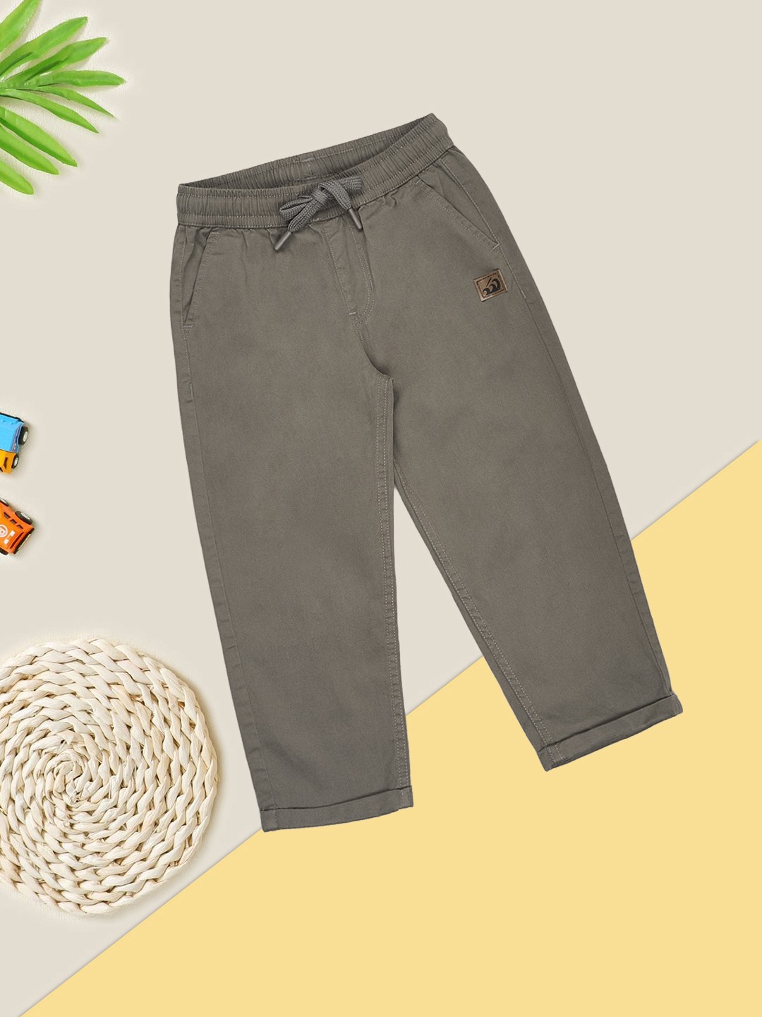 Taupe Barrel Fit Drawstring Pants