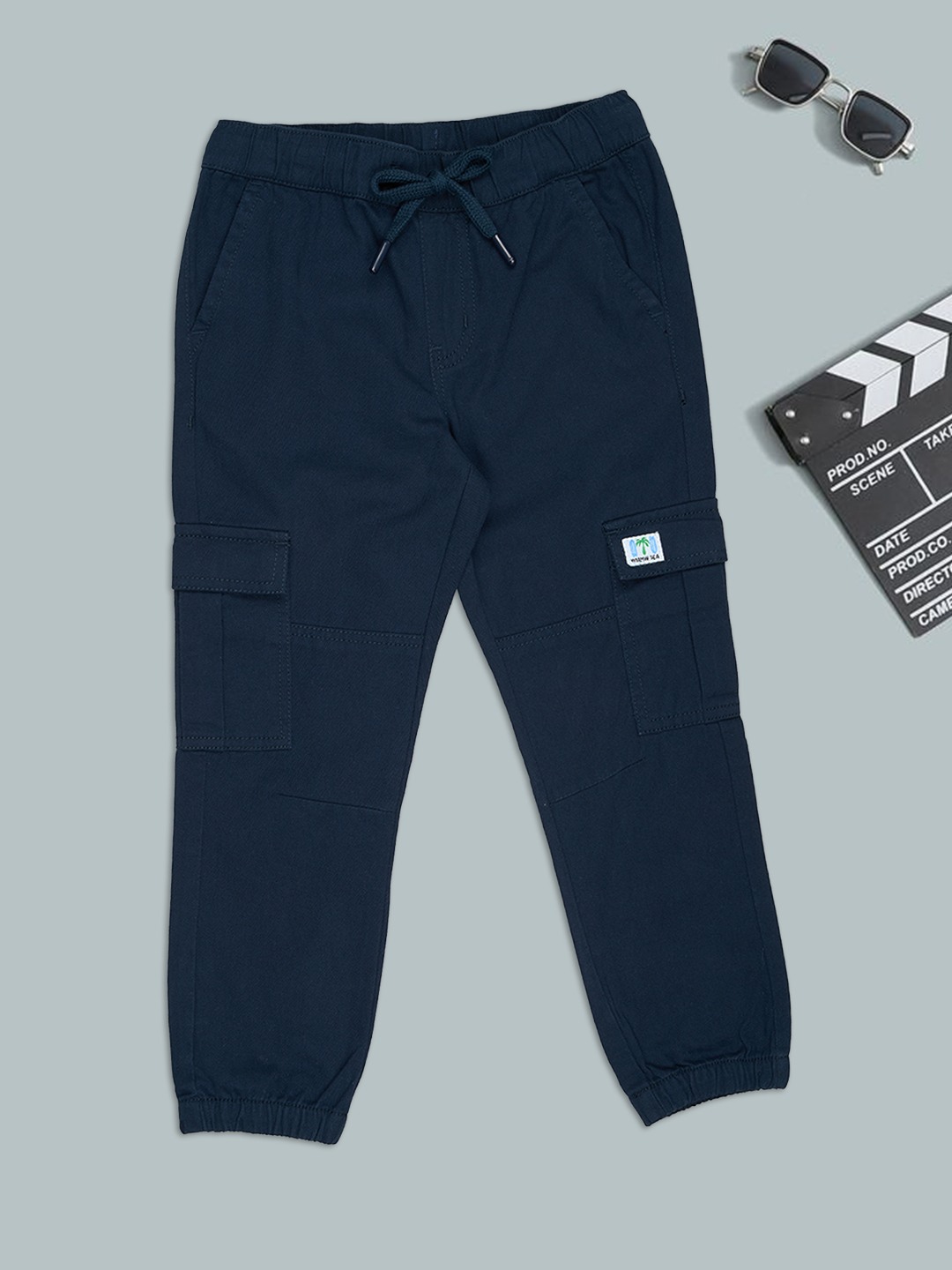 Navy Solid Cargo Joggers