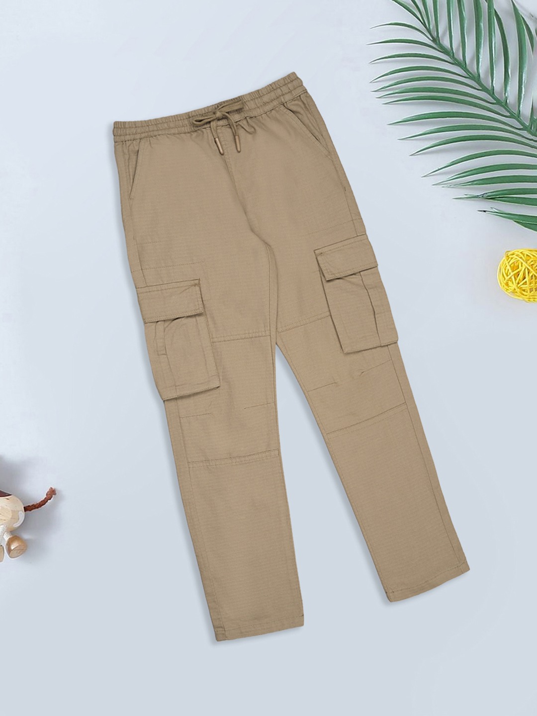 Khaki Tapered Cargo Pants