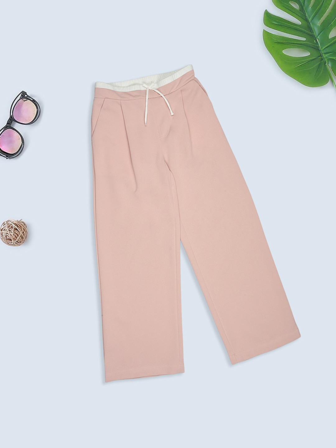 Peach Wide Leg Drawstring Pants