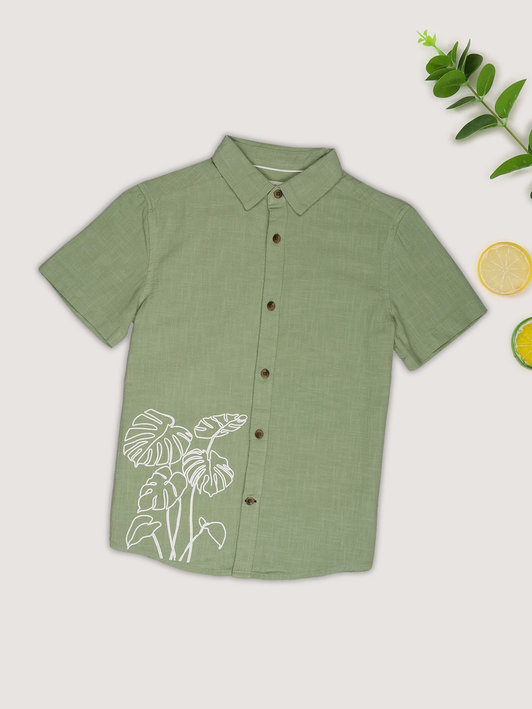 Sage Botanical Print Shirt