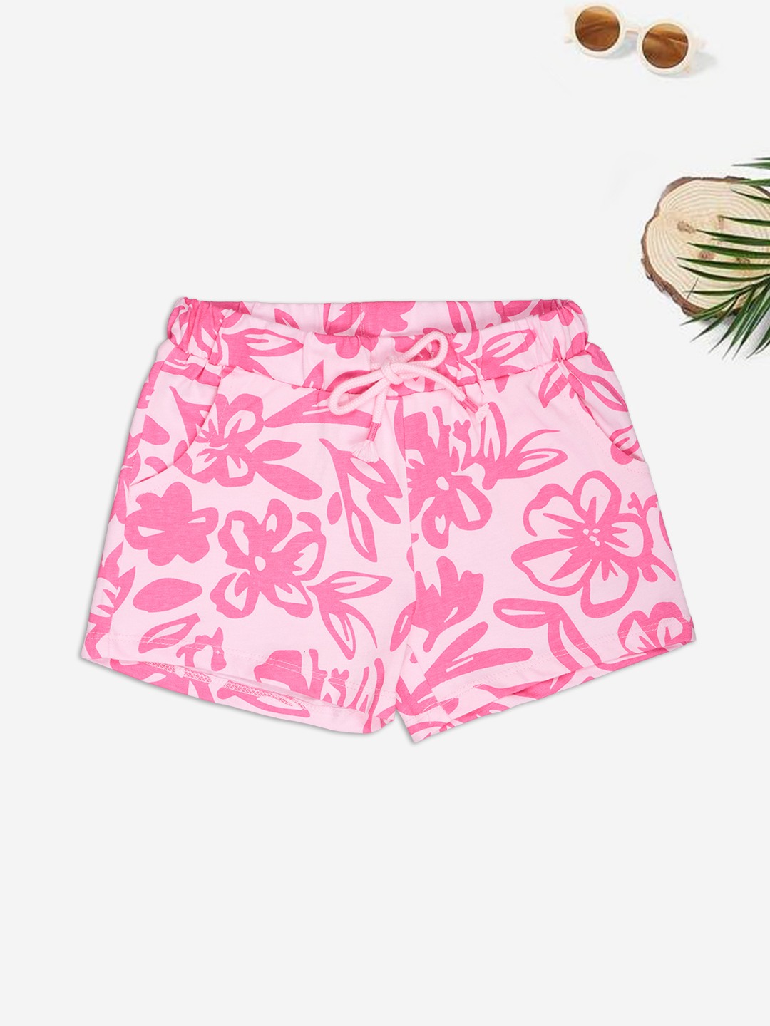 Pink Floral Print Shorts