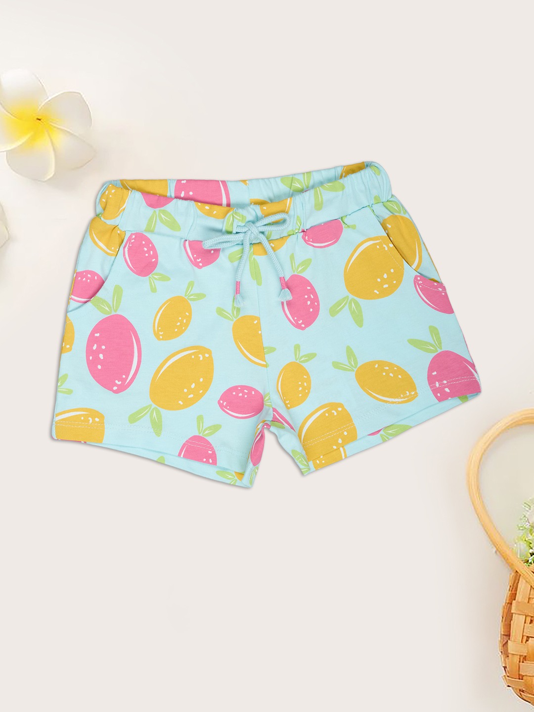 Aqua Fruit Print Shorts