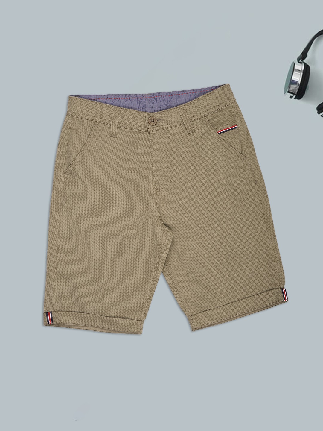 Khaki Micro Print Chino Shorts
