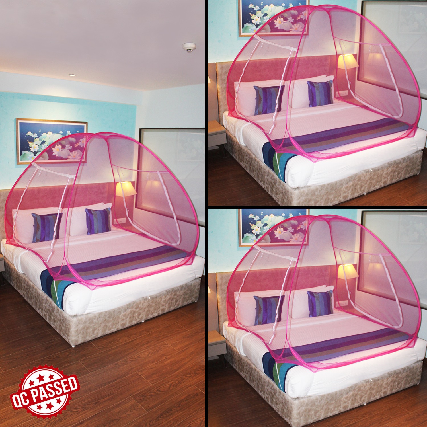 Paola Mosquito Net Dark Pink And Pink Foldable Double Bed Net King