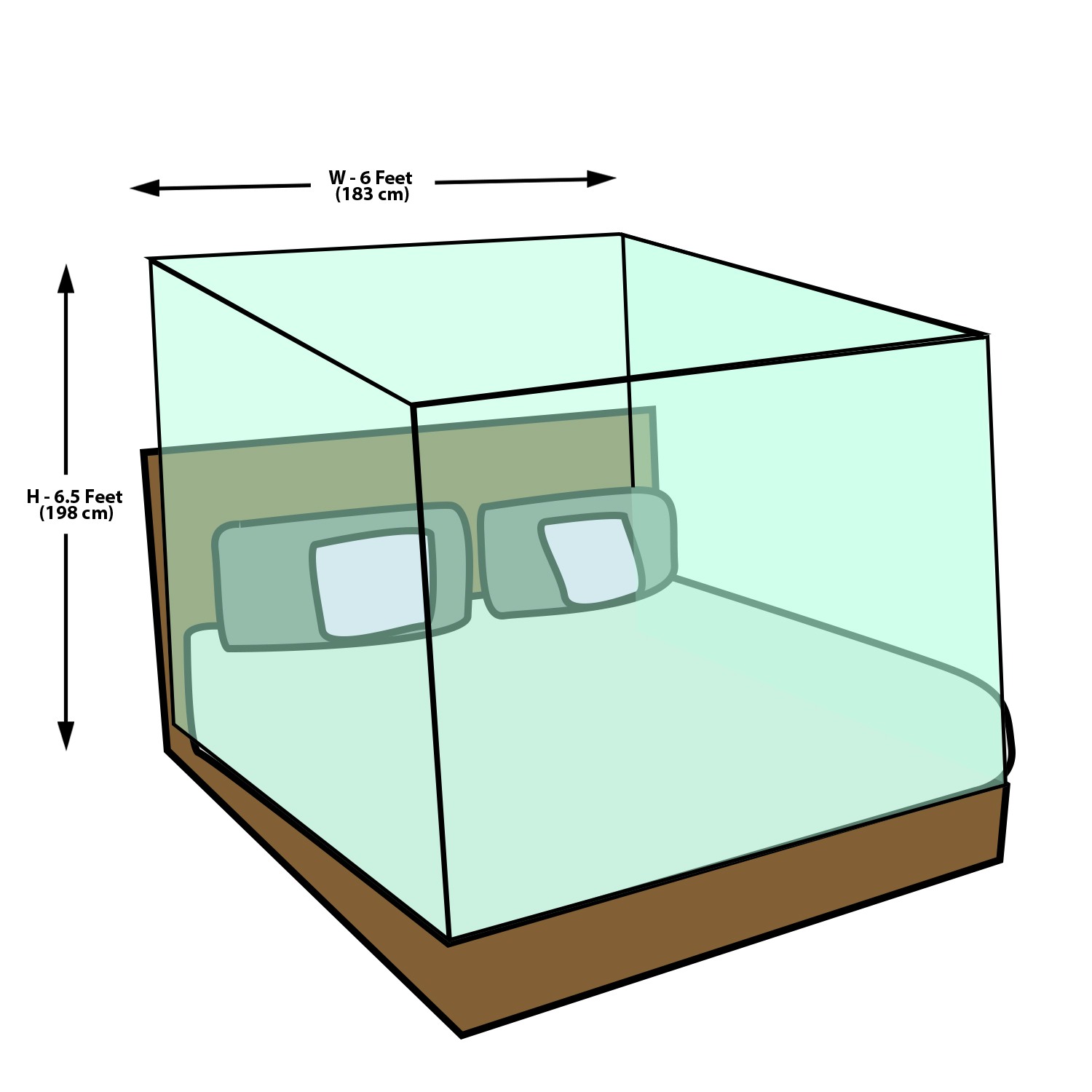 Mosquito Net for Double Bed, King-Size, Square Hanging Foldable Polyester Net White And Black