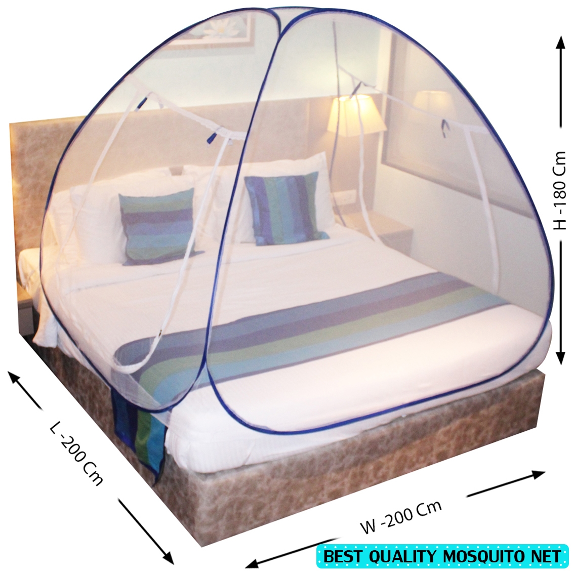 Paola Jewels | Paola Blue Mosquito Net Foldable Double Bed Net King Size  2